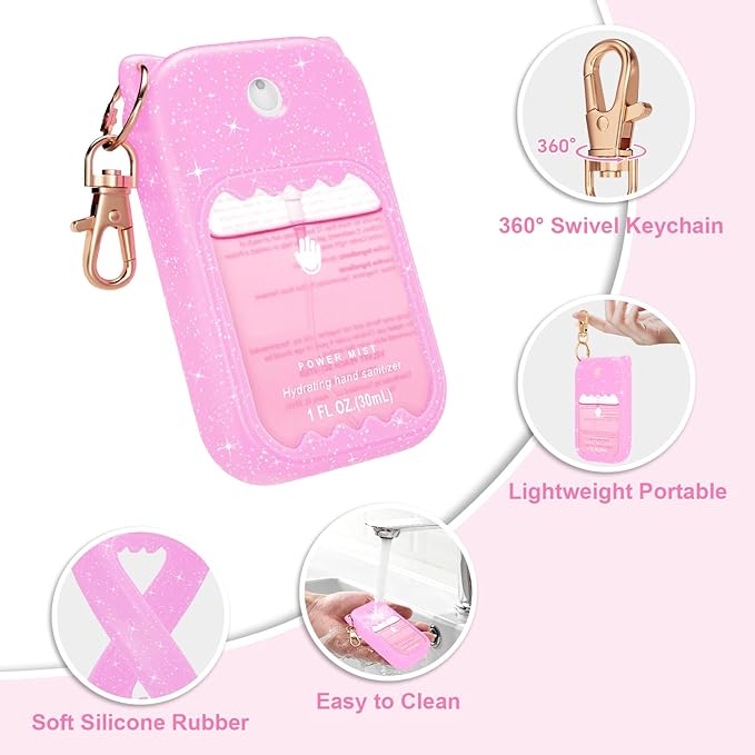 Hand Sanitizer Spray Case for Touchland Silicone Touchland Case Keychain Cute Hand Sanitizer Holder Keychain Compatible with Touch land Power Mist Gentle/Glow Mist