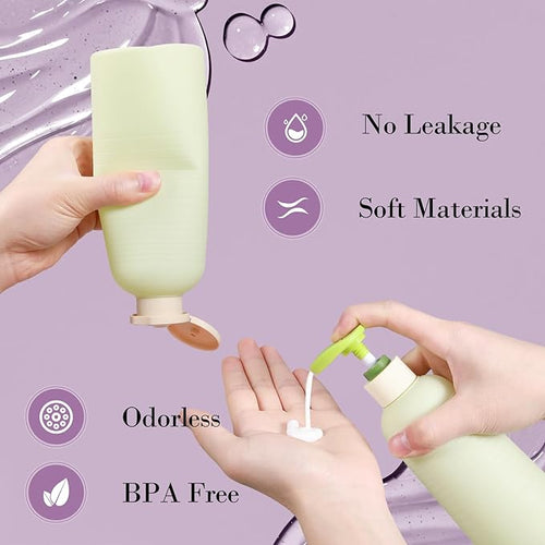 16.9oz Travel Shampoo Bottle with Flip Cap, Refillable Plastic Pump Bottles Dispenser for Soap, Shampoo, Lotions, Liquid Body Wash, Creams and Massage Oil (2Pack, 16.9oz/500ml)