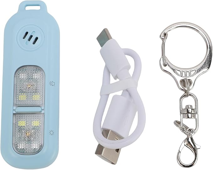 Zyyini Personal Security Alarm Keychain, 130dB Loud Alarm with LED Light for Emergency, USB Rechargeable, Water Proof, Compact Design for Running Cycling Night Safety (Blue)