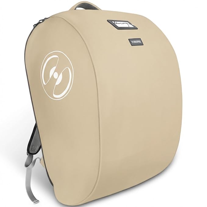 YOREPEK Padded Car Seat Bags for Air Travel, Fits for Doona Car Seat Stroller with isofix Base, Sturdy Stroller Bag Backpack with Lockable Zipper, Foldable Stroller Cover for Baby Travel, Sand Beige