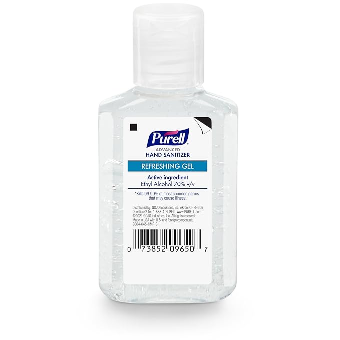 Purell Advanced Hand Sanitizer Refreshing Gel, Clean Scent, 2 fl oz Travel Size Flip Cap Bottle (Pack of 6) – 3155-04-EC