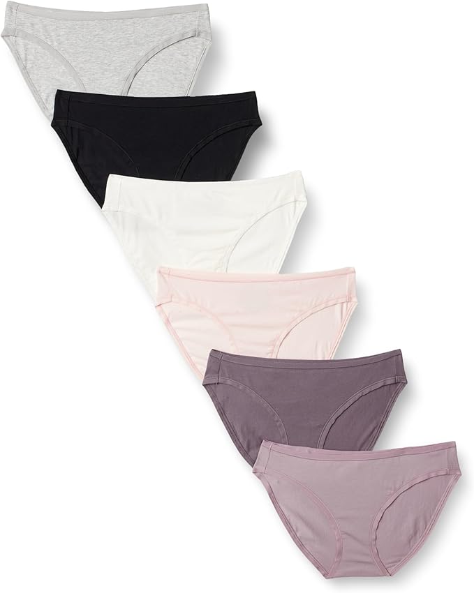 Amazon Essentials Women's Breathable Cotton Bikini Brief Underwear with Full Coverage, Multipacks