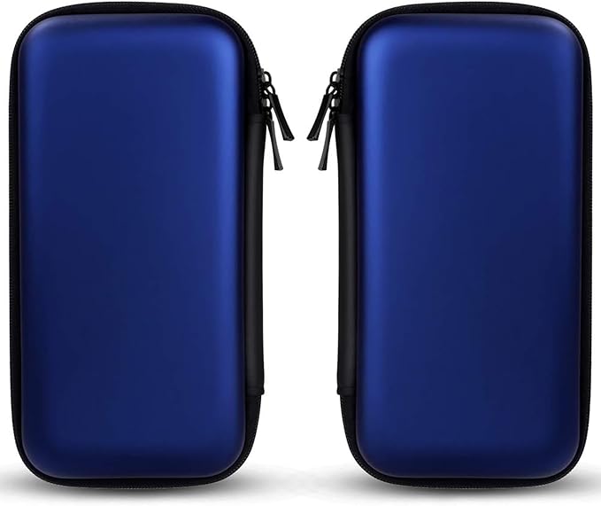 iMangoo Travel Essential Electronics Organizer Pouch Charger Case, Shockproof Dual Zipper Power Bank Cables Tech Accessories Purse, Men & Women Travel Must Have Storage Bag, 6.5x3.2x1 inch Blue