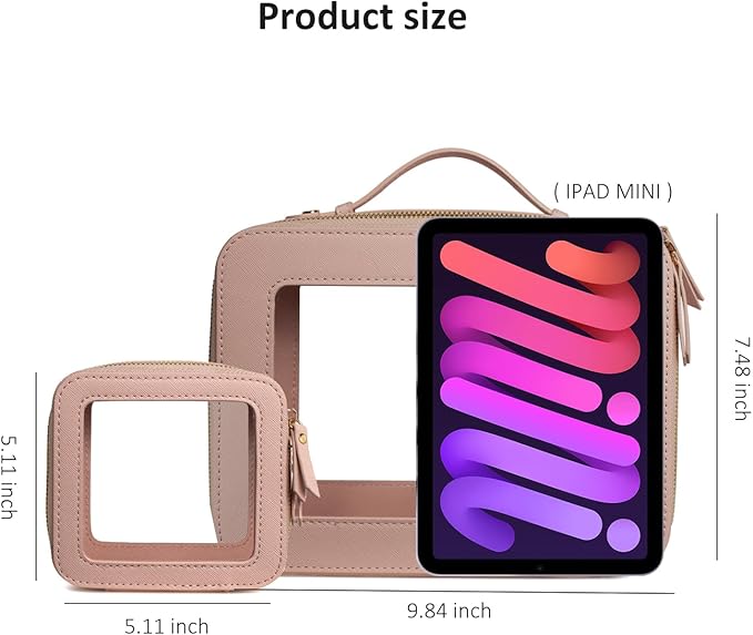 LETGO Clear Makeup Bags - TSA Approved Toiletry Bags with Zipper, Makeup Organizer for Carry-on Travel Essentials, Cosmetic Bags for Women & Men (Mini Nude)
