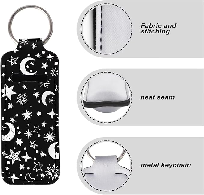 Suobstales 3Pcs Travel Bottles Keychain Holder Set,Travel Bottle Sleeves+Neoprene Chapstick Holders+Lanyard Keychain