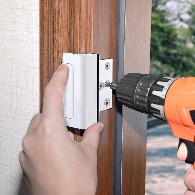Home Security Door Reinforcement Lock Upgraded Front Door Locks for Kids Safety Withstand 800 lbs Metal Child Proof Door Latch Lock for Inside Door Top Extra Flip Lock High Deadbolt Lock Home Defender