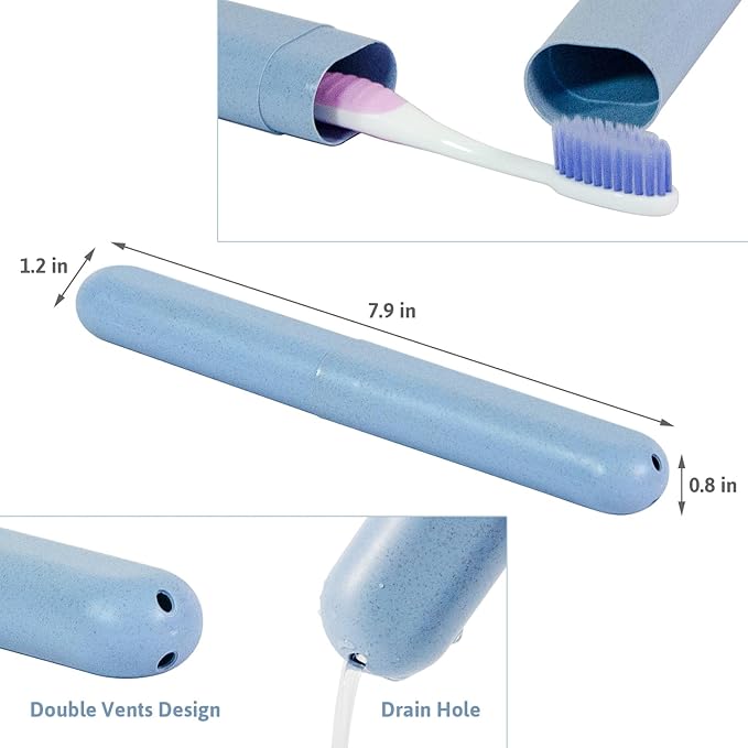 4 Pack Toothbrush Travel Case in 4 Colors. Portable, Breathable Holder. Ideal for Travel, Camping, Home, School, Business. Keeps Toothbrushes Clean, Dry. Compact Design for Easy Carrying.