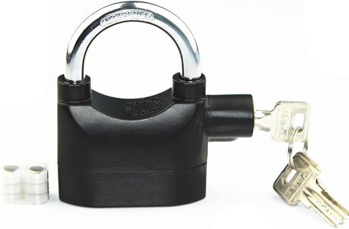 Alarm Lock 110dba Universal Security Alarm Lock System Anti-Theft for Door Motor Bicycle Padlock with 3 Keys (Black)