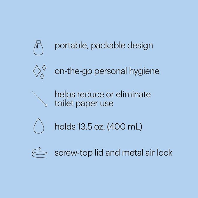 Brondell GoSpa Travel Bidet GS-70 – Portable Peri Bottle for Postpartum & Perineal Care, 400ml Handheld Bidet with Angled Nozzle, Collapsible Design, Nozzle Storage & Travel Bag, Amaranthine