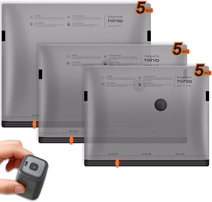 Rechargeable Wireless Pump Travel Vacuum Storage Bags, 15 Pack Portable Seal Bags for Travel and Home, Compression Packing for Clothing, Clothes, Blankets, Luggage, Suitcase