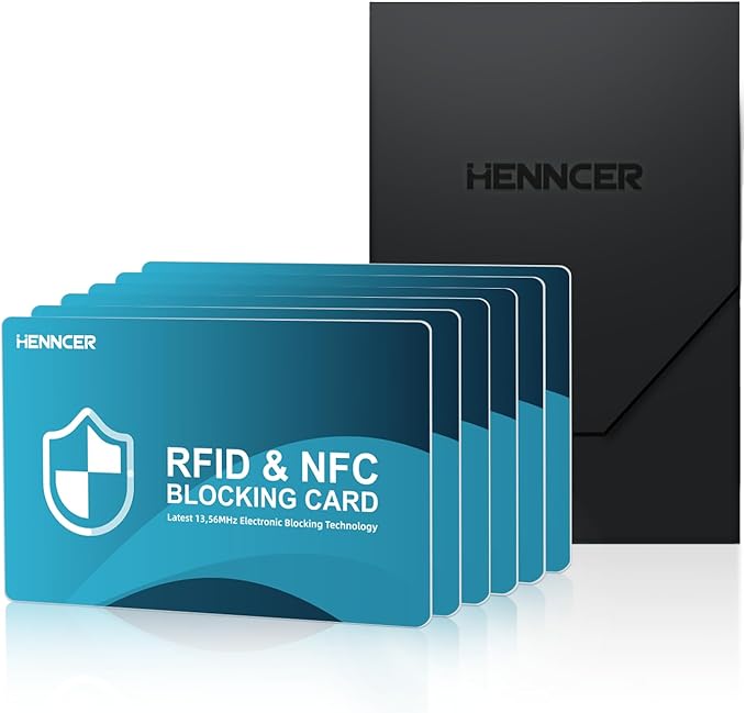 NEW RFID Blocking Card, 6 Pack Fuss Protection for Entire Wallet Shield, Credit Card Protector NFC Bank Debit Blocker, Identity Theft Prevention for Passport Travel Security (6) (6, Blue)