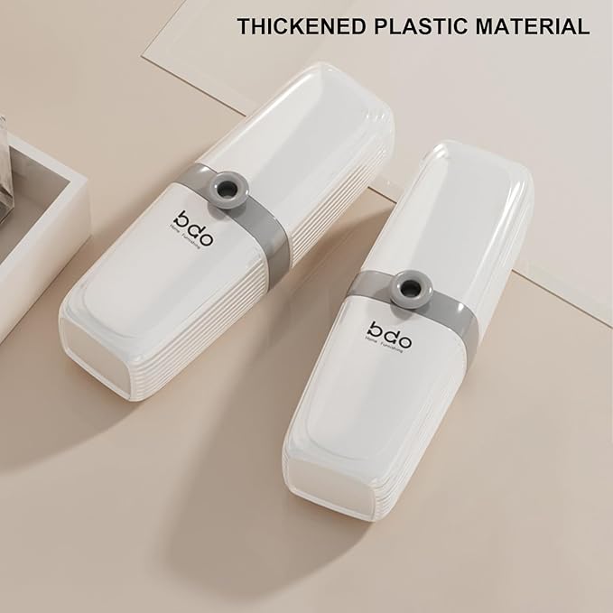 Toothbrush Travel Case Portable Clear Grey Toothbrush Holders with Cover, Leakproof Toothbrush & Toothpaste Holder for Traveling School Camping Business Trip Bathroom
