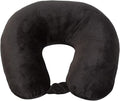 Wolf Essentials Adult Cozy Soft Microfiber Neck Pillow for Travel – Compact, Machine Washable - Perfect for Airplane, Car, or Home Use - Filled and Finished in The USA – Black
