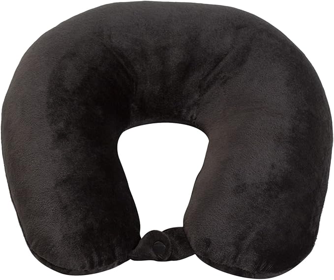 Wolf Essentials Adult Cozy Soft Microfiber Neck Pillow for Travel – Compact, Machine Washable - Perfect for Airplane, Car, or Home Use - Filled and Finished in The USA – Black