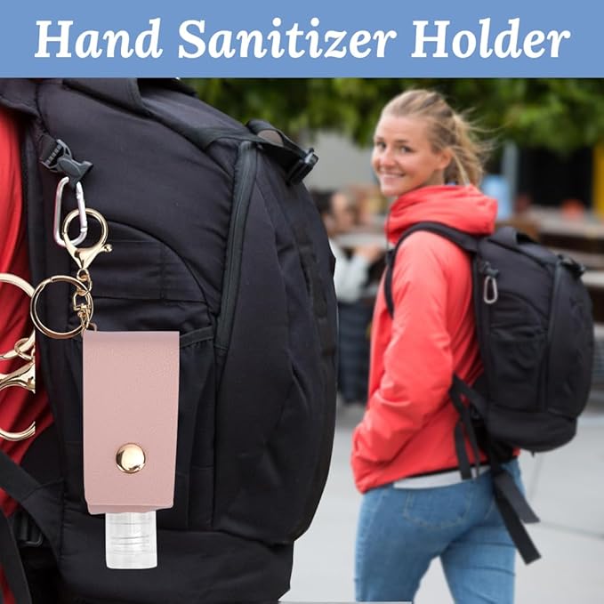 8 PCS Hand Sanitizer Holder,Leather Empty Travel Size Bottle, Mini Hand Sanitizer Keychain Travel Size