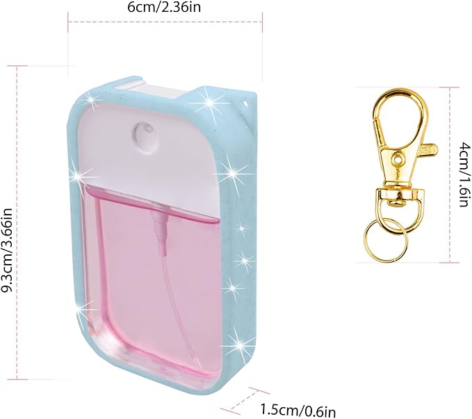 TERPINK Silicone Case Compatible with Touchland Hand Sanitizer Spray, Protective Case with Keychain for 1 fl oz, Hand Sanitizer Spray Accessory (Glitter Sequin Blue)