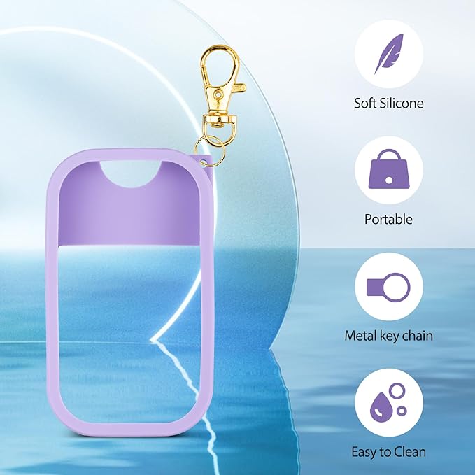 TERPINK Silicone Case Compatible with Touchland Hand Sanitizer Spray, Protective Case with Keychain for Power Mist and Glow Mist 1 fl oz, Hand Sanitizer Spray Accessory (Purple, 1 Pack)