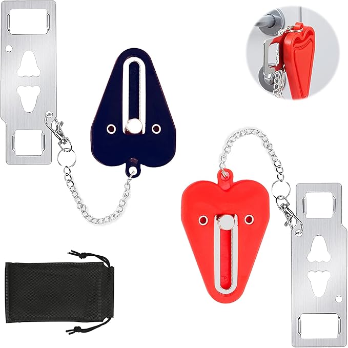 Portable Door Lock Home Security Door Locker Travel Locks for Additional Safety and Privacy Perfect for Apartment Hotel Home College 2 Pack