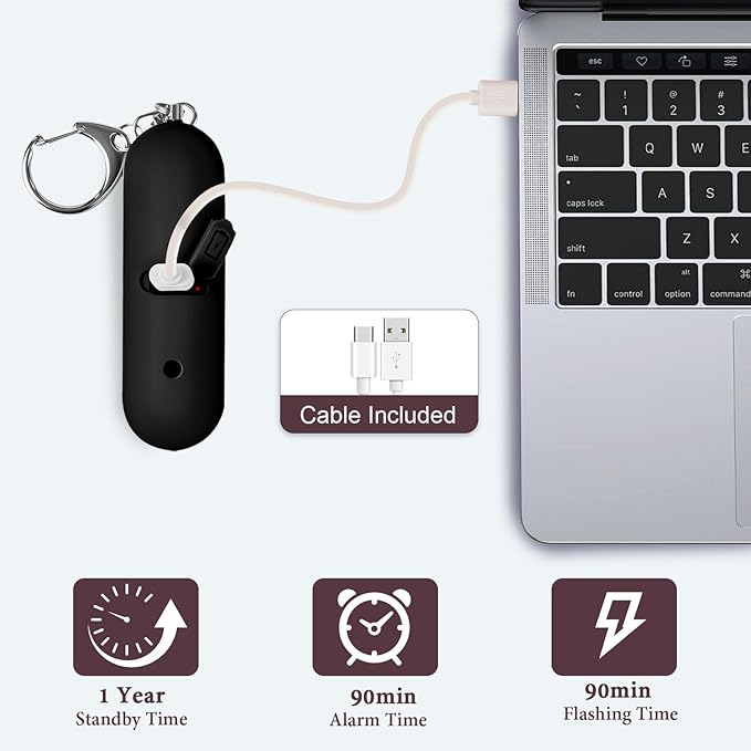 Personal Safety Alarm - Waterproof Rechargeable Security Alarm - 140dB Extra Loud Siren & Strobe Light - Self Defense Keychain - Gift for Women, Teenagers, College Girls, Seniors(Aqua+Black)