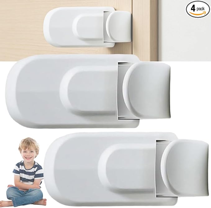 Child Proof Door Lock, Door Lock, Snap-On Door Knob Safety Lock & Door Handle Child Lock, The Childproof Lock Toddlers Can't Reach, and Renters Can Actually Use (2pcs)