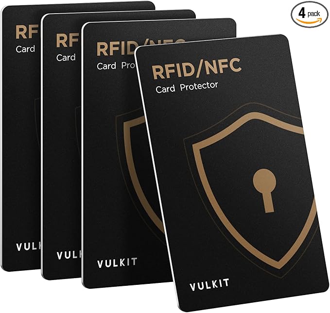 VULKIT RFID Blocking Cards 4 Pack Credit Card Protectors NFC Contactless Cards Protection for Business & Travel Wallet
