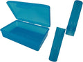 American Comb Blue Toothbrush Covers & Soap Box Set - Matching Colors - Tooth Brush Cover Cap, Soap Dish Travel, Soap Dish Holder Travel - Plastic Portable Set with Cover