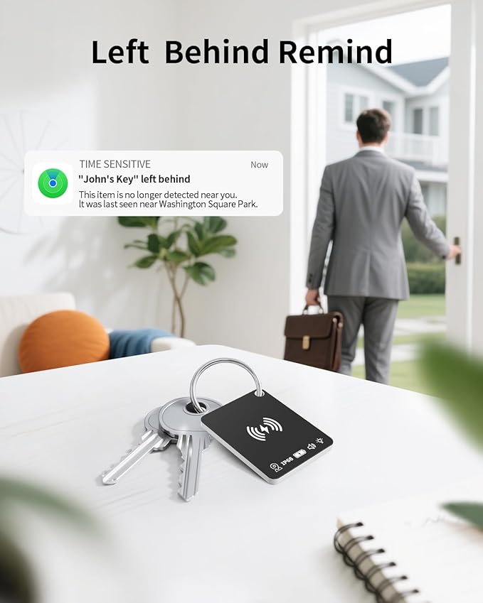 Air Tracker Tag (iOS Only) Wallet Tracker Works with Apple Find My, Rechargeable Smart Tag Key Finder Locator with Sound, Item Finders for Key, Wallet, Luggage, Backpack, Suitcases, Passport
