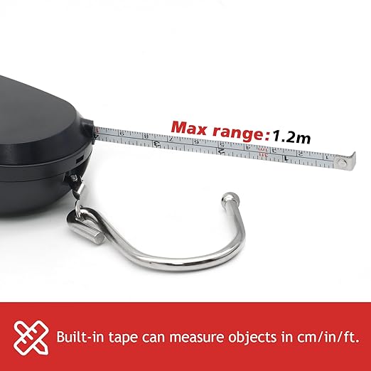 2PC Portable Luggage Weight Scale with Hook- Black & White Fishing Hanging Scale Mechanical Kitchen, Multi-Purpose Travel Suitcase Scale with Tape Measure (80 Lbs)