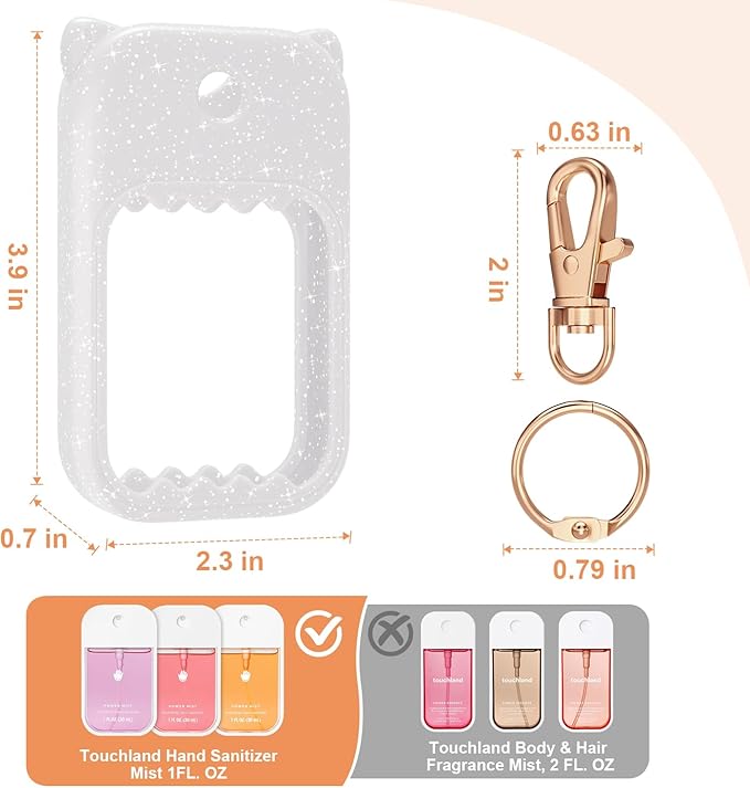 Hand Sanitizer Spray Case for Touchland Silicone Touchland Case Keychain Cute Hand Sanitizer Holder Keychain Compatible with Touch land Power Mist Gentle/Glow Mist