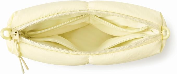 Comfyable Puffy Electronics Organizer Travel Case, Cute Tech Pouch for Women Men, Cable Storage Bag for Charger, Phone, Power Bank, Cord, Compact Tech Accessories Pouch, Butter Yellow
