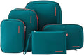 Bee Nesting Waterproof Compression Packing Cubes 5/6/8 sets, Large Travel Packing organizers for Carry on Luggage, 2 Sides Expandable Storage Bags (Dark Green, G5set)