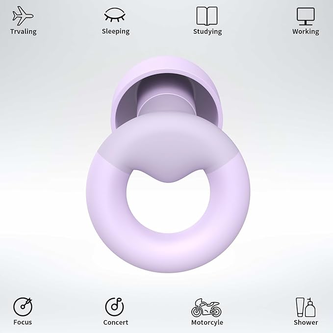 JUSTRVN Earplugs for Sleeping,Noise Reduction Soft Silicone Ear plugs with 7 Pairs Ear tips&One Connection Cord,Hearing Protection Reusable Earplugs for Sleeping,Concert,Work&Sound Reduction 25dB-30db