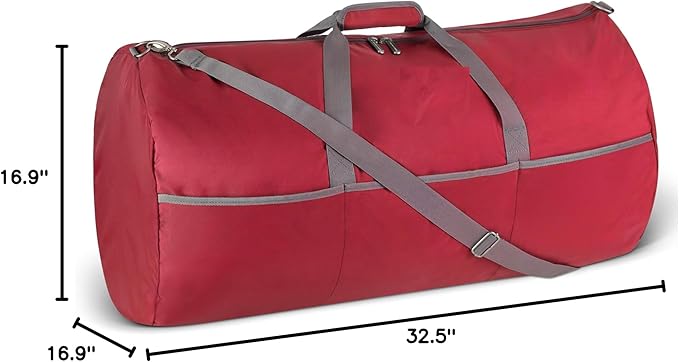Amazon Essentials Extra Large Foldable Nylon Duffel Bag for Travel/Storage with Zippered Pockets, 32.4", 150L, 50-LBS Capacity, Red (Previously Amazon Basics)
