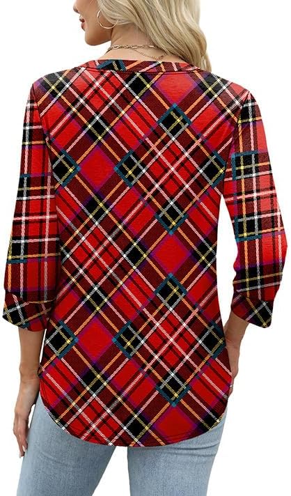 OFEEFAN Womens Tops 3/4 Sleeve Henley Shirts for Women Summer Outfits Fashion Clothing