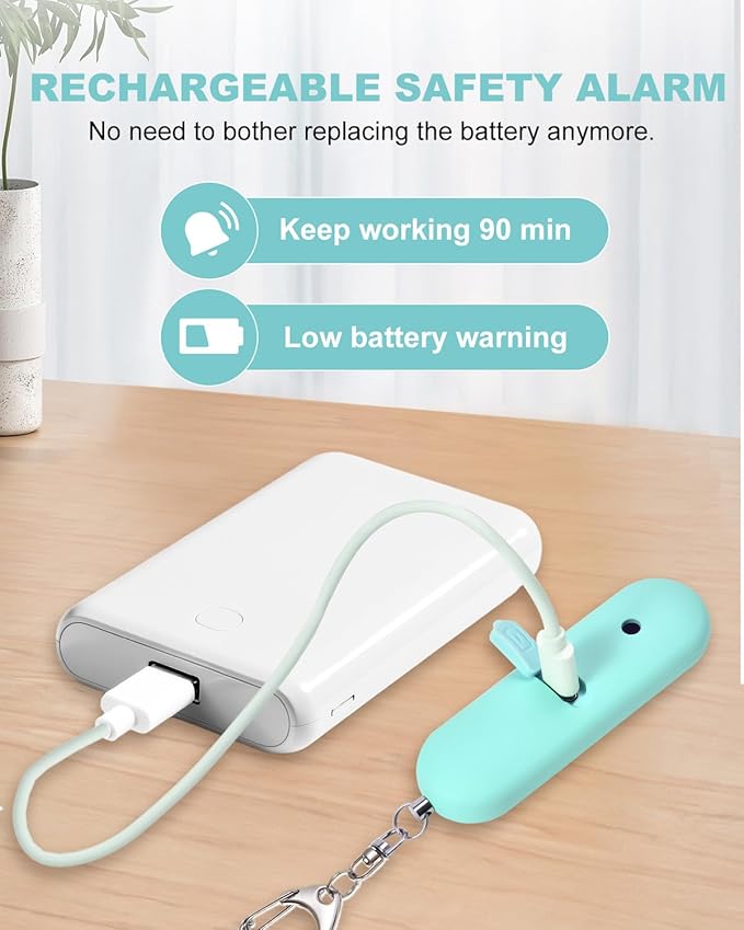 Personal Safety Alarm for Women - Waterproof Rechargeable Security Alarm - 140dB Extra Loud Siren with SOS Strobe Light - Self Defense Keychain for Women Girls Teens Seniors(Blue)