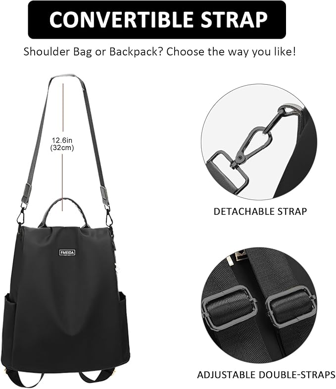 Large Travel Backpack for Women Waterproof Back Pack Black Shoulder Bag Fashion Backpack Purse Anti-Theft Daypack for College Work