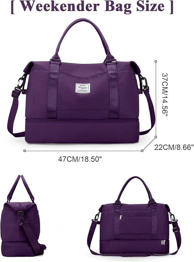 Travel Duffel Bag with Shoes Compartment, Carry on Overnight Weekender Bags for Women, For Spirit Airlines 18x14x8 Personal Item Bag