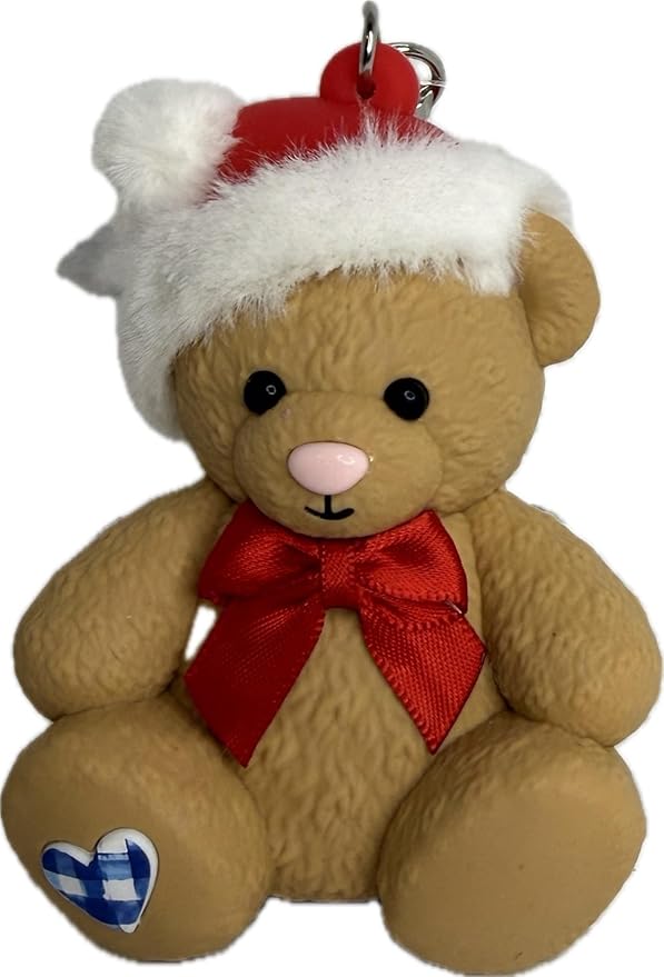 Bath and Body Works Festive Teddy Bear With Gingham Blue Heart & Red Bow Tie Pocketbac Hand Sanitzer Holder
