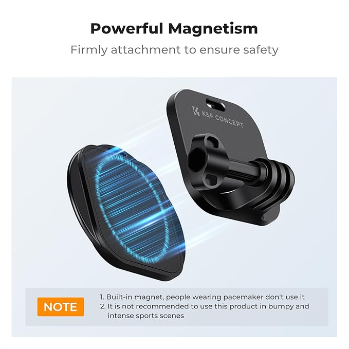 K&F CONCEPT Magnetic Action Camera Chest Mount for GoPro Hero 13/12/11/10/9 Black, DJI Osmo Action 5 Pro/4/3/2 and More Action Camera, POV Neck Mount with Adjustable Neck Strap Lanyards