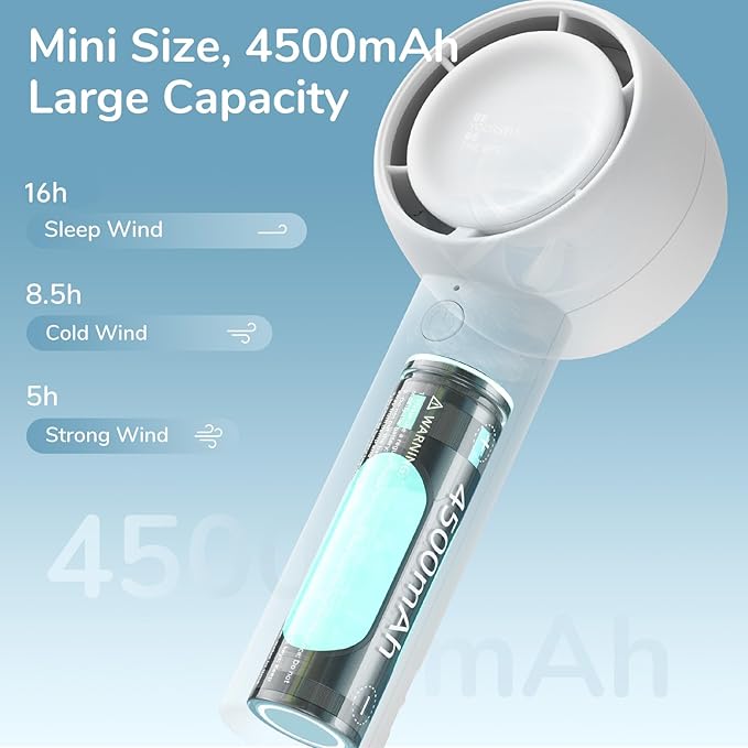 JISULIFE Mini Portable Fan-Bladeless Safe Design, Powerful Turbo Handheld Fan with 5 Speeds, 16Hrs Max Cooling Time，USB Rechargeable, Small Pocket for Travel/Lash, Gifts For Girls/Women (Pack of 2)