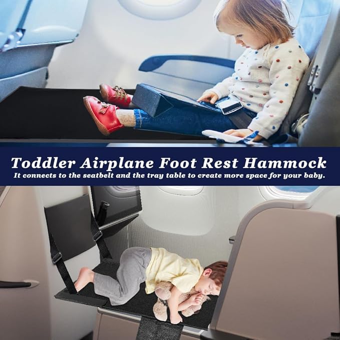 Airplane Footrest for Kids, Toddler Travel Bed for Sirplane, Seat Extender Airplane for Leg Rest and Lie Down, Flying Travel Essentials for Baby
