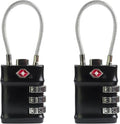 TSA Locks for Luggage, 3 Digit Combination Padlock, Luggage Locks TSA Approved 2 Pack, Combo Cable Padlocks with Code, for Gym Locker, Suitcase, Gun Case, Backpack Zipper (Black+Black)
