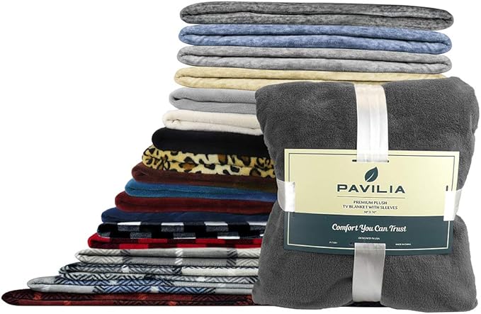 PAVILIA Wearable Blanket with Sleeves for Adult Women Men, Cozy Fleece Warm Wrap Throw with Arms, Gifts for Christmas, Wife