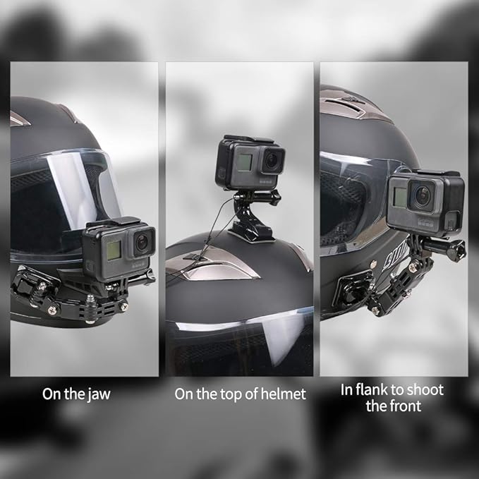 Motorcycle Helmet Chin Mount Kit Compatible with GoPro 13/12/11/10/9, DJI Action 6/5 Pro/4/3, AKASO and More Action Cameras