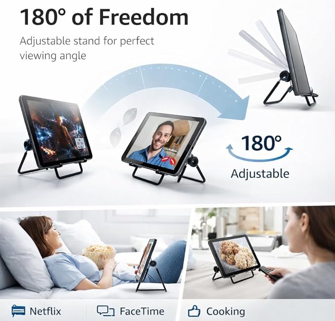 Mizi Adjustable Tablet Stand Holder – Foldable Non-Slip Desk Cradle for 9–12.9" Tablets, iPad, Samsung Galaxy Tab, Kindle Fire & More – Multi-Angle Display Stand for Tablets, Photos & Frames – Black