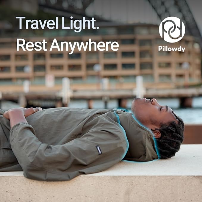Pillowdy Full Zip Hoodie – Inflatable Built-in Travel Pillow – Comfortable Rest On-The-Go – Perfect for Airplane and Trips