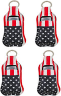 4 Piece Hand Sanitizer Bottle Holder Keyring-Ranxizy Neoprene Keychain for 30ML Gym Shampoo Lotion Soap Perfume and Liquids Travel Containers,Flag