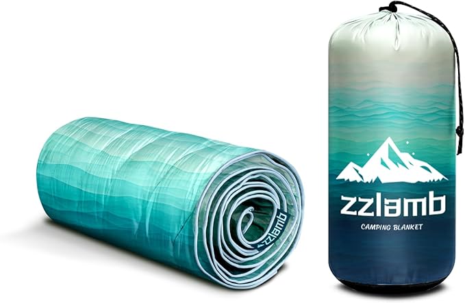 zzlamb Camping Blanket for Cold Weather,Outdoor Puffy Blanket Portable Down Alternative,Windproof Warm Cloak with Snaps,Cozy Quilt Backpacking Picnic RV Travel Plane Car Hammock Beach Climbing