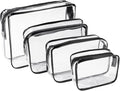 4Pack Black Clear Cosmetic Bags for Women Zipper Pouches Set PVC TSA Approved Toiletry Bag Organizers Packing Cubes