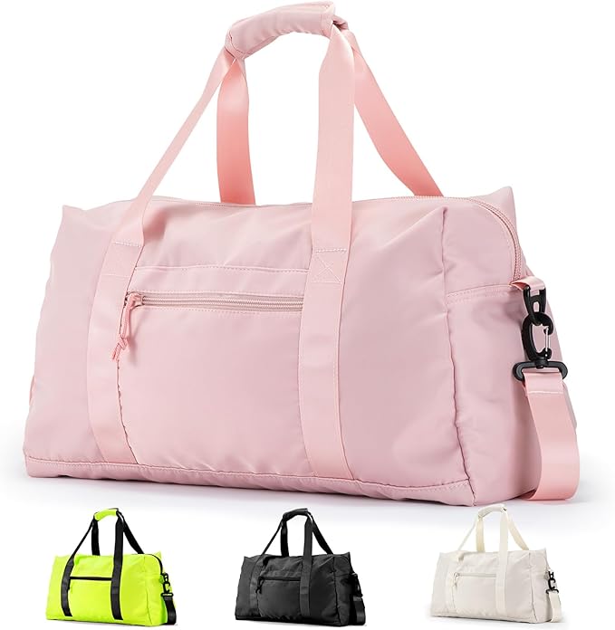 Travel Duffle Bag,Sport Gym Bag for Men And Women with Wet Pocket,Weekender Bag Carry On Tote Bags for Airplane PINK